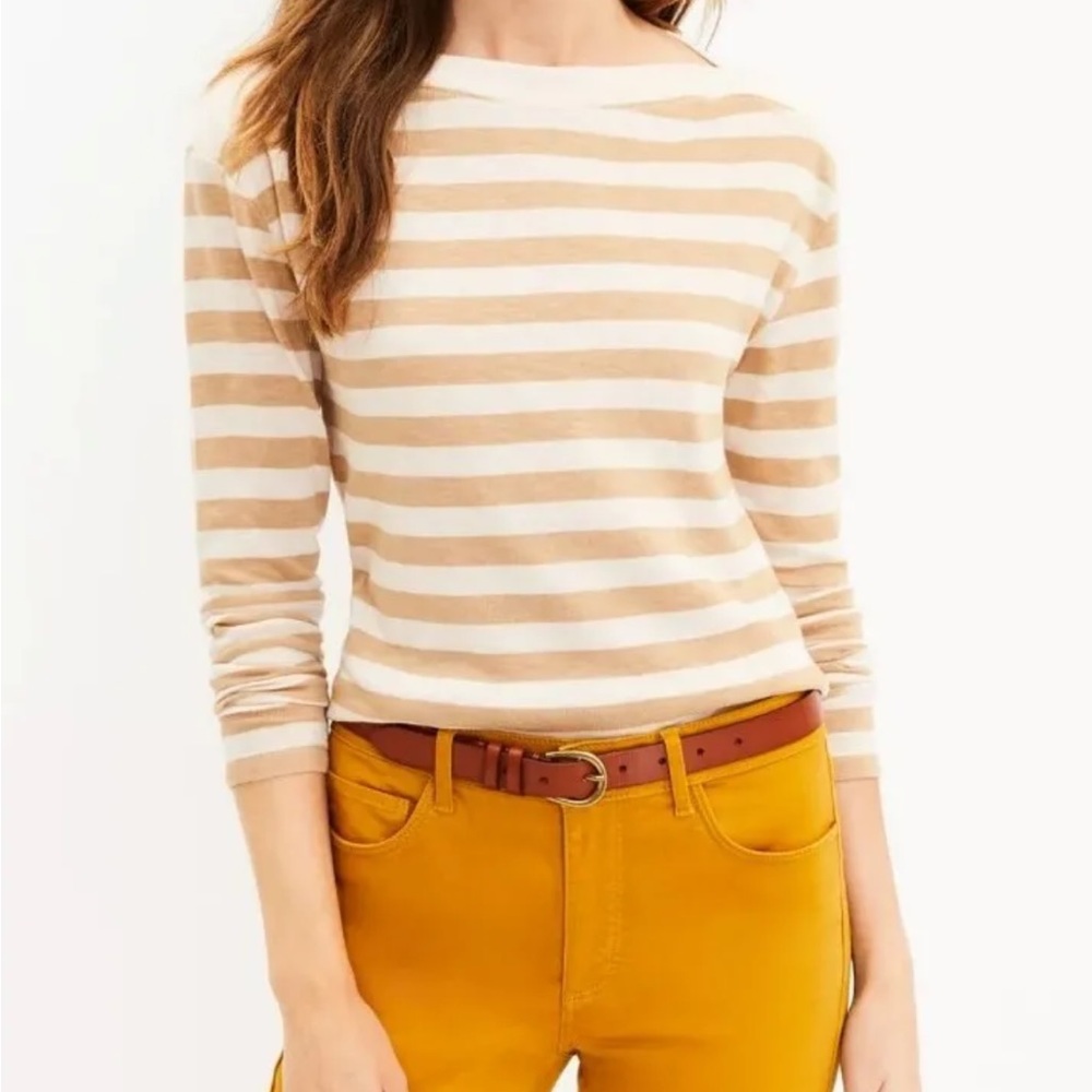 NWT LOFT Striped Long Sleeve Boatneck Tee
